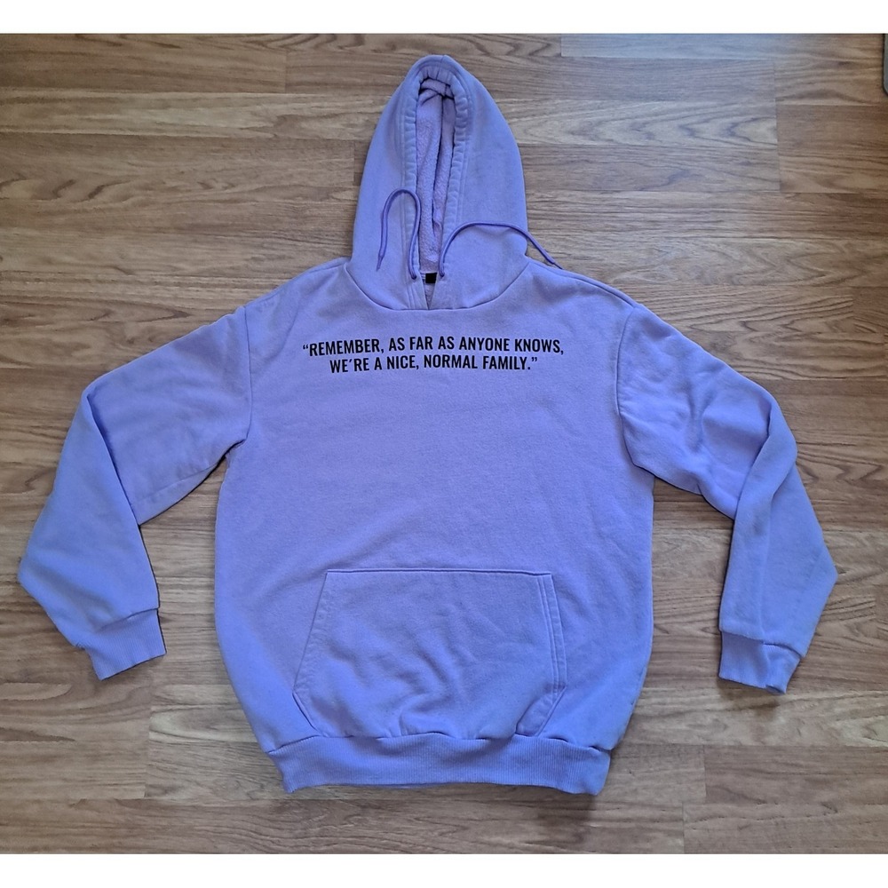 The Simpsons "We Are A Nice Normal Family" Graphic Couch Lavender Sweatshirt M